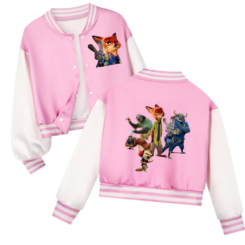 

Детская куртка-бомбер с длинными рукавами и принтом аниме-мультфильма Джуди и Ника из Зверополиса 2 160cm розовый