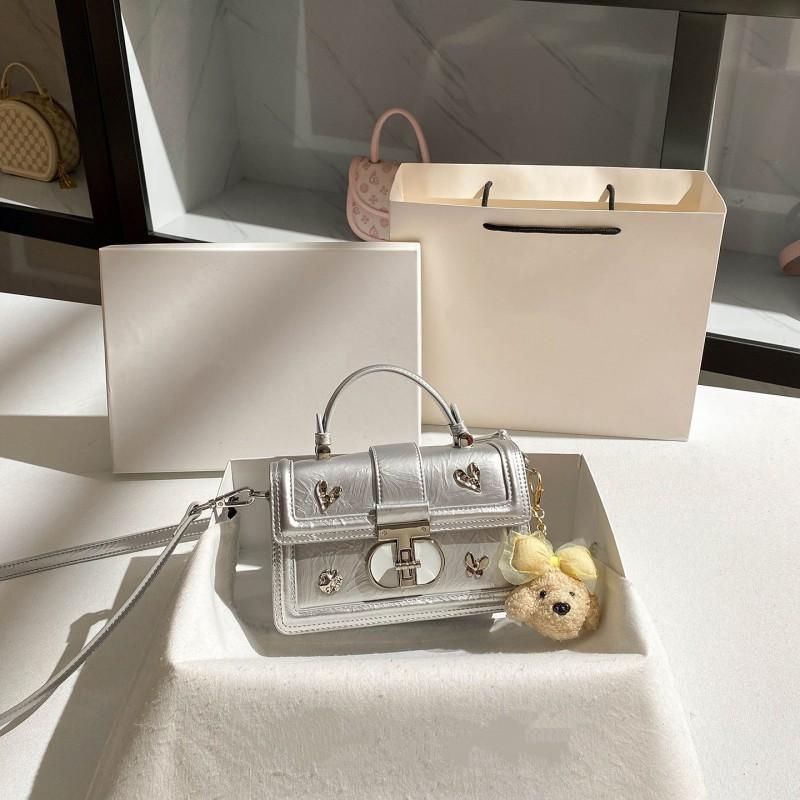 

High-end Fashionable All-matching Portable Small Square Bag Silver Niche Design Commuting Exquisite Box срібний