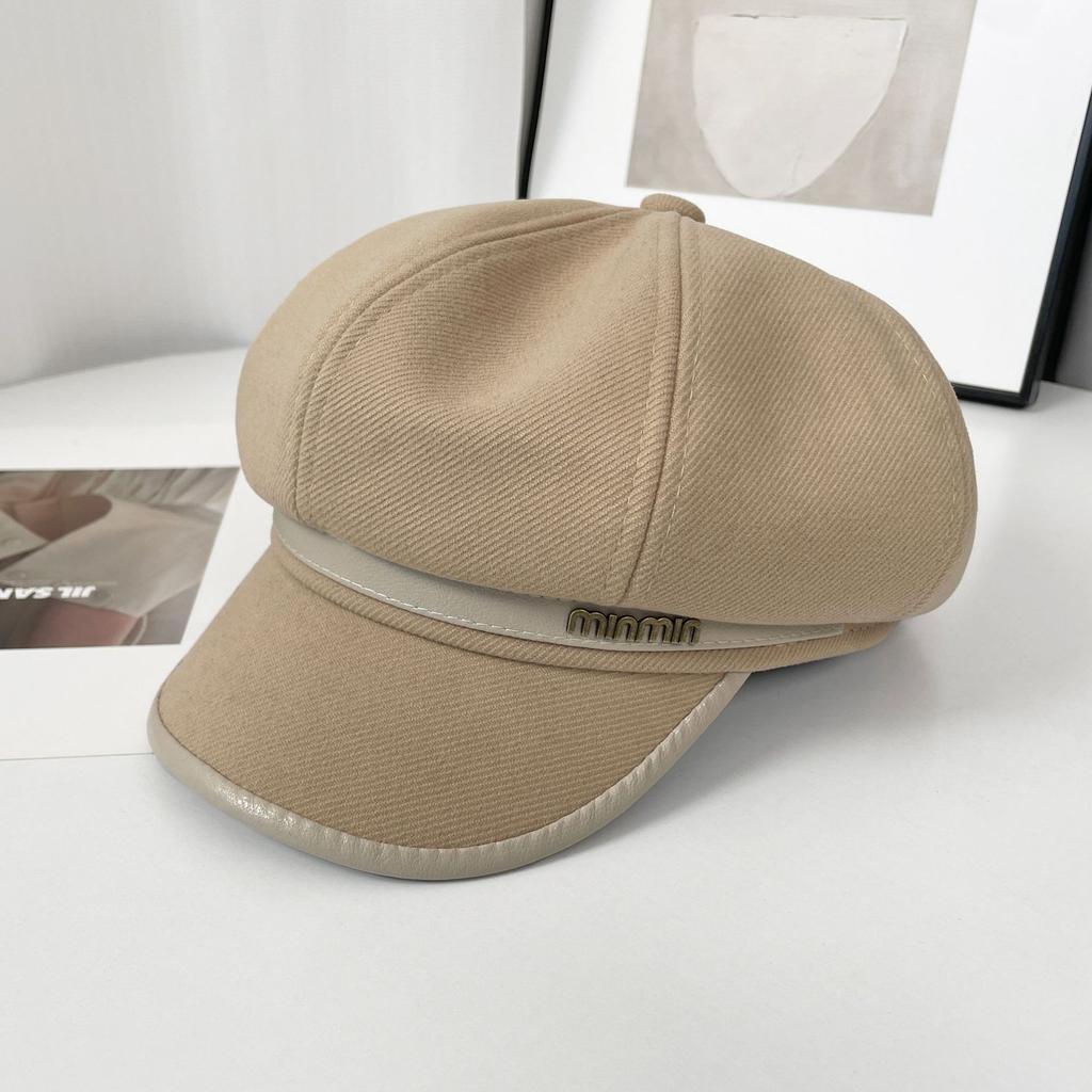 Suede Vintage Octagonal Hat Children'S Season Coffee Duck Tongue Beret Versatile Face Newsboy Hat