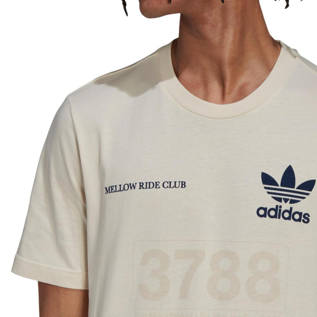 Men's Adidas Originals Mrc Tee Brand Logo Printing Round Neck Short Sleeve Creamy White T-Shirt HL9277
