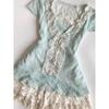 Vintage Lace Ballet Mini Skirt & Mint Top Set