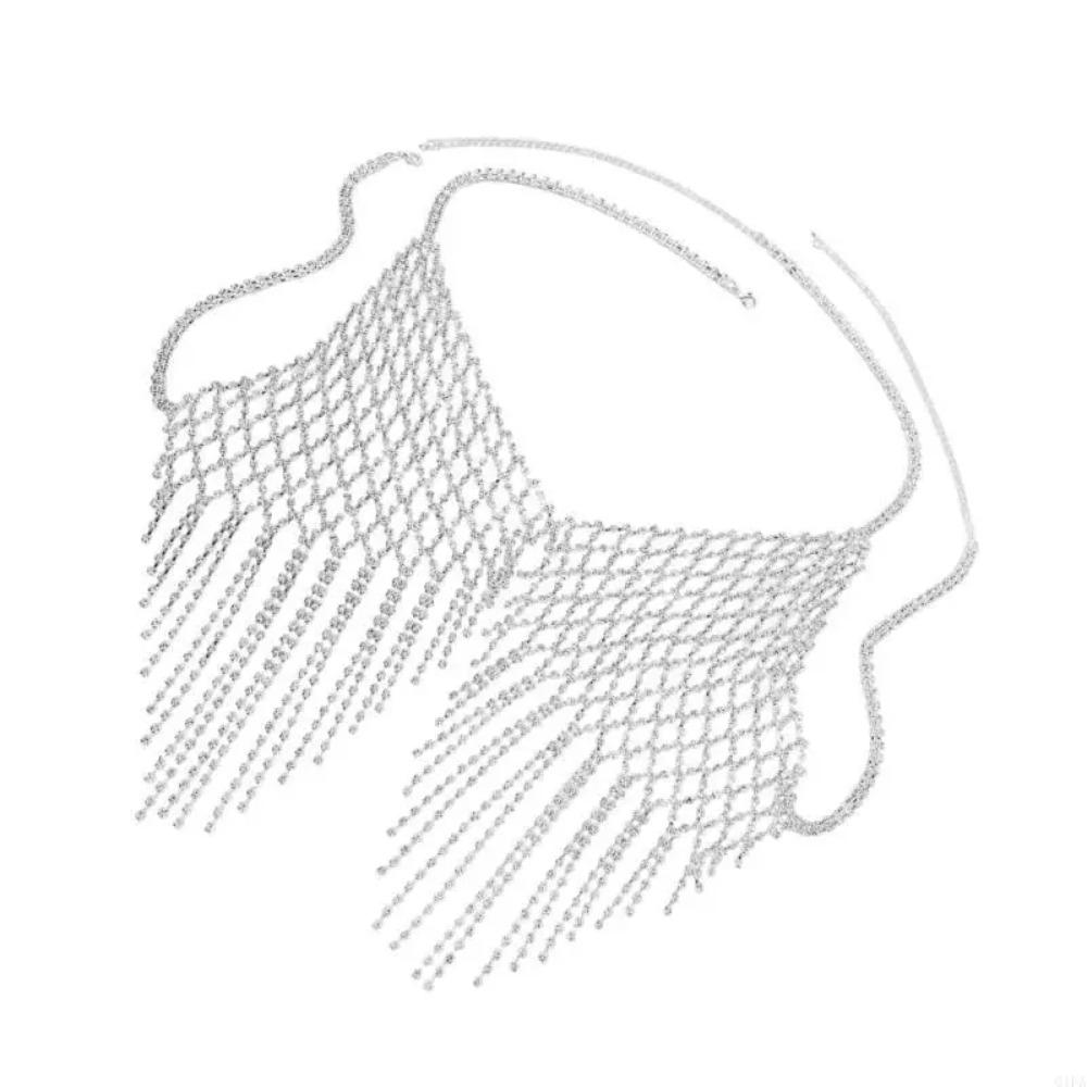 Sparkling Tassel Bra Chain for Crop Top Luxury Mesh Crystal Lingerie Body Chain Jewelry  Beach
