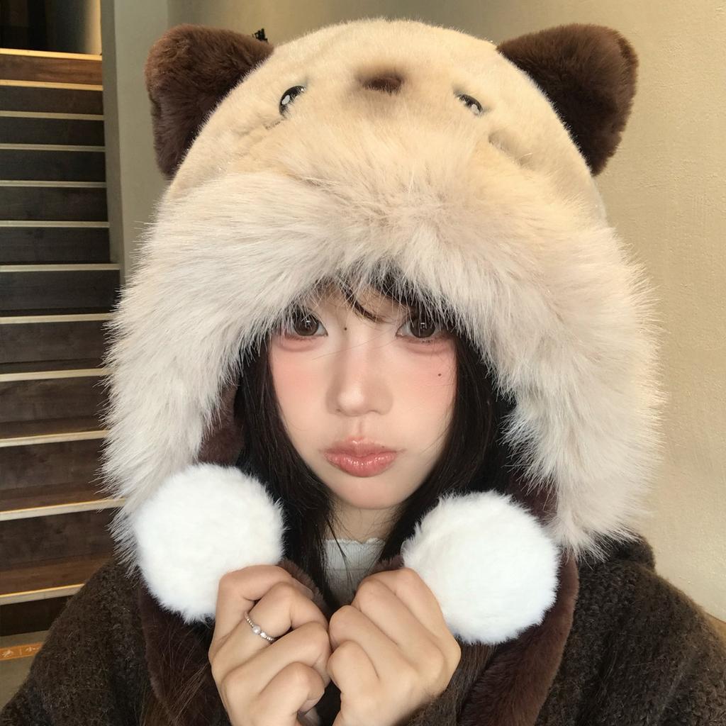 Cute Kitten Moving Ears Plush Hat Women's Winter Thickened Warm Cold Versatile Niche Ear Protection Lei Feng Hat