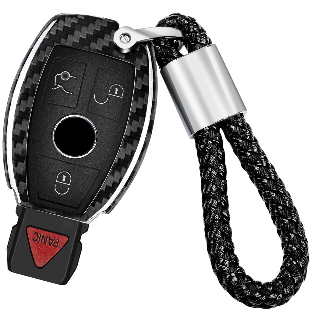 Keychain Protector Genuine Carbon Fiber Keychain Cover for SLC43 SLC300 Key Case for C63 GLE43 S63 S560 2016 GLS550 Black [T-carbon] Mercedes-Benz