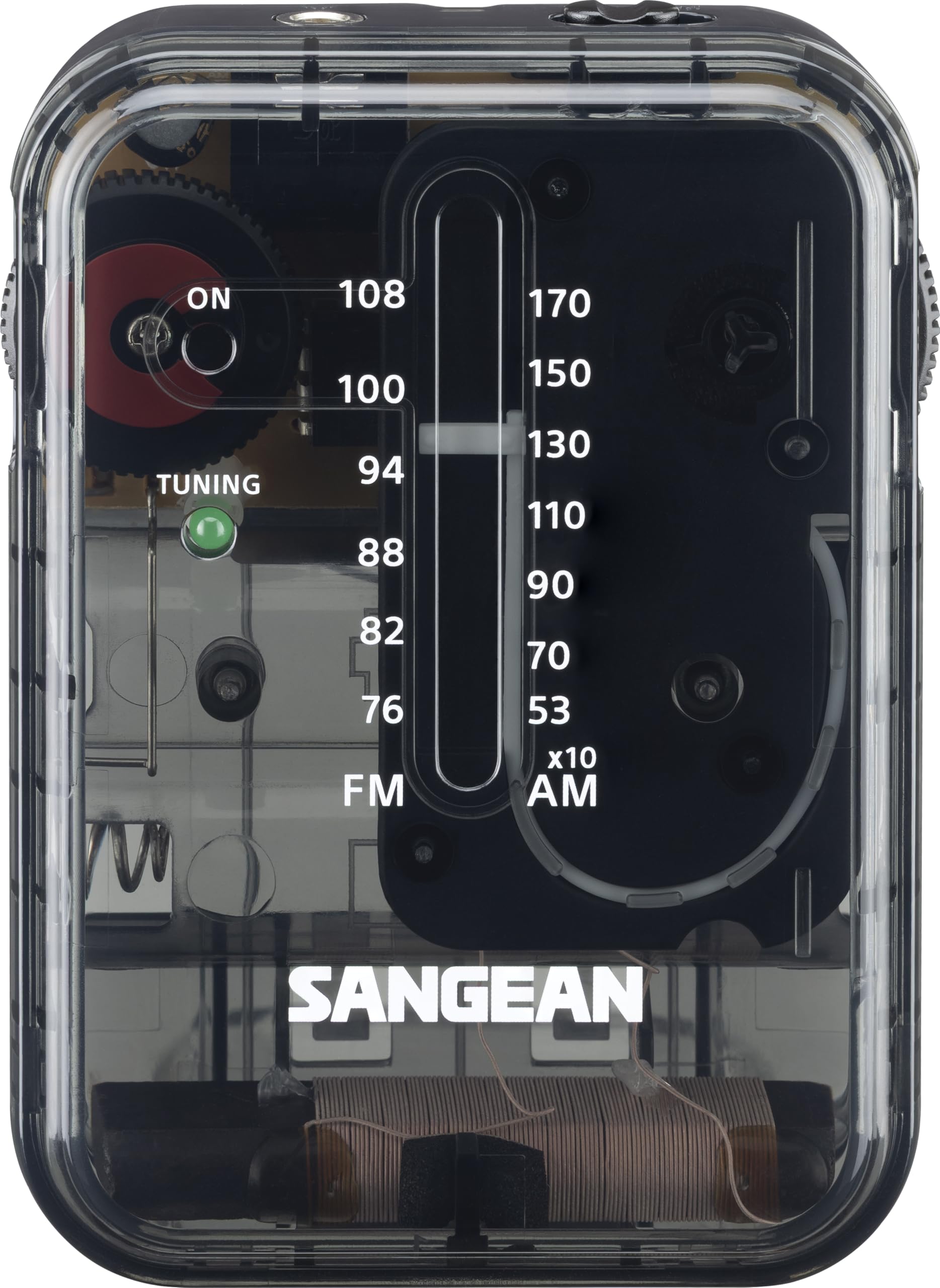 

Sangean SR-32 AMFM Pocket Radio, AA Battery, Portable Radio with Earphones (Clear Black)