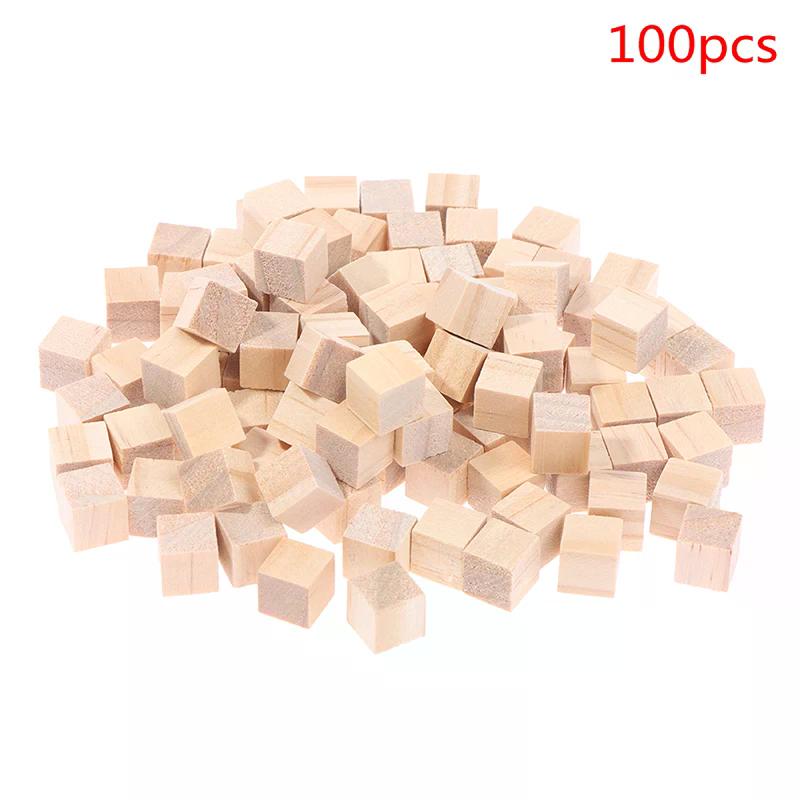 100pc Gift DIY Unfinished Blank Mini Wooden Square Solid Cubes Woodwork Craft Perfect Gift For Birthdays Holidays Christmas