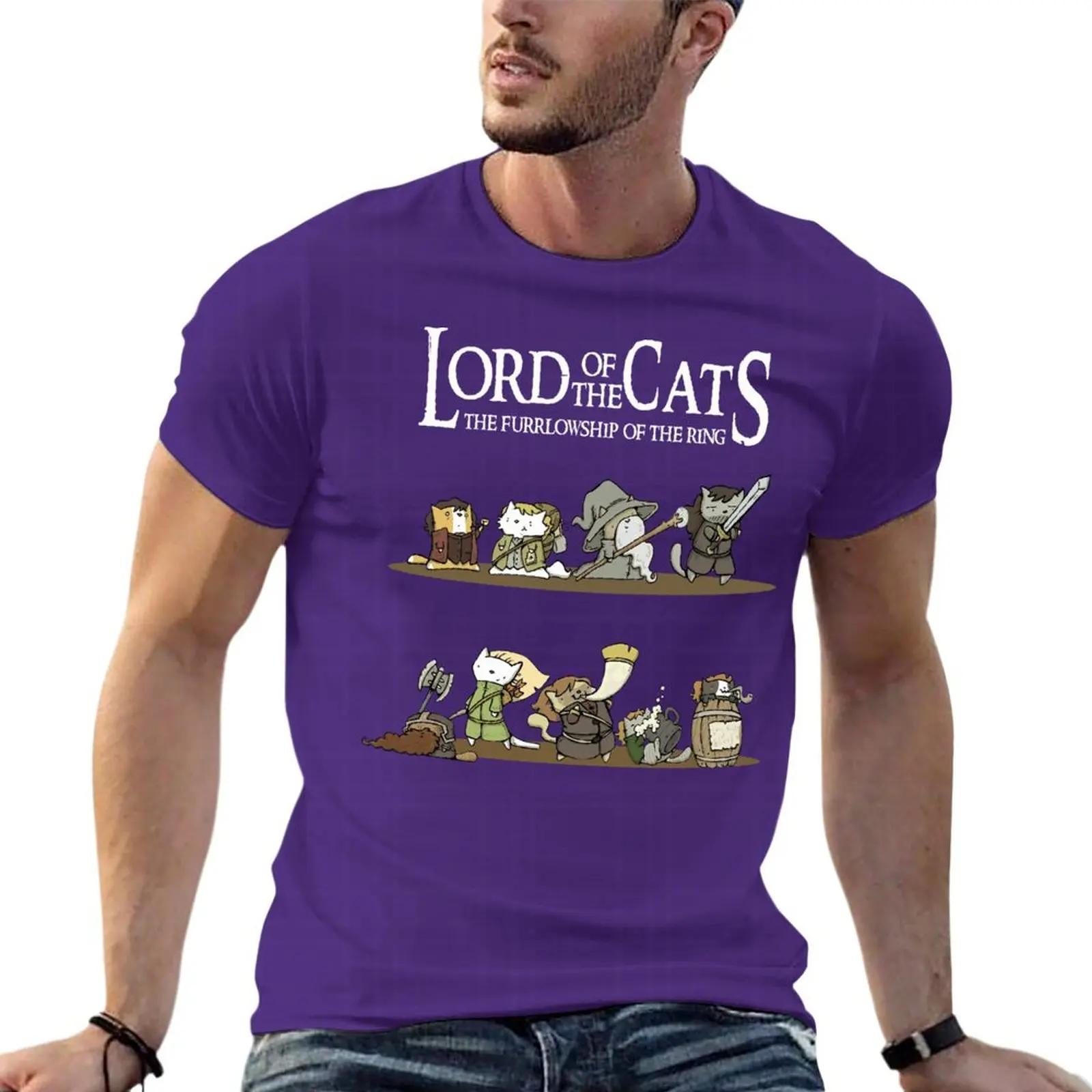 Lord OOff The Cats The Furrlowship Of The Ring Oversized T Shirt For Mens Clothes Short Sleeve Streetwear Big Size Tops Tee S