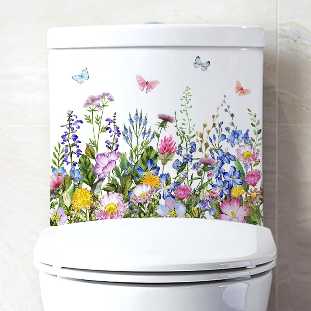 Verschiedene grüne Pflanzen Blumen Wandaufkleber Badezimmer Toilette Dekor Aufkleber Wohnzimmer Schrank Home Dekoration Selbstklebendes Wandbild