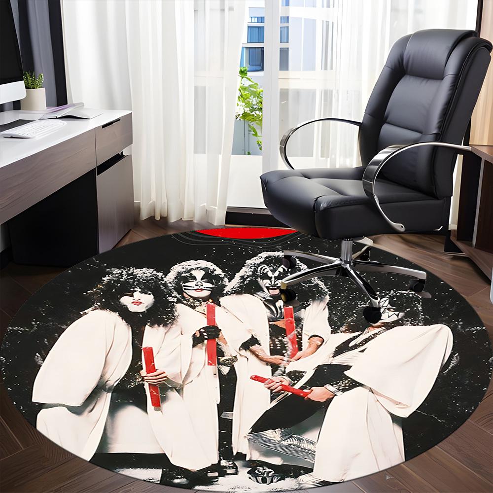 1pc KISS Band Office Round Area Rug, Under Office Chairs Bedroom Living Room Home Decor, Room Decoa1016300