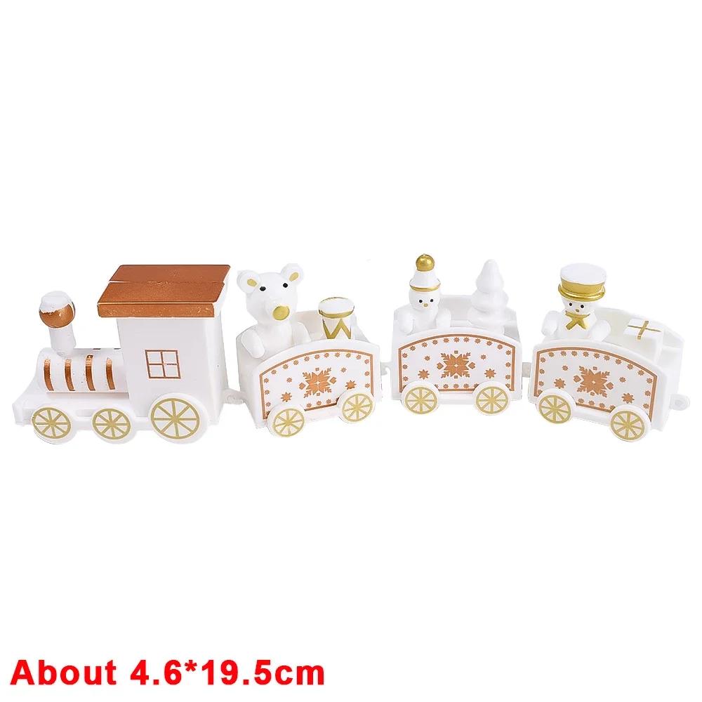 Wooden Christmas Train Ornament Plastic Mini Christmas Train Toys Festival Party Decoration Xmas Table Ornaments New Year Gifts