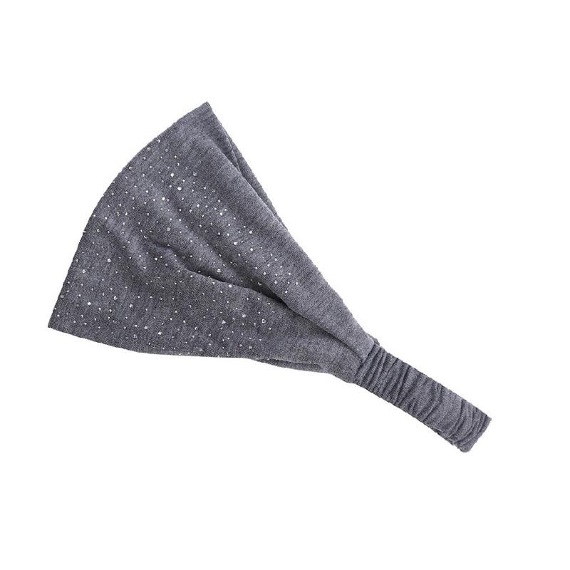 Einfarbiger Strass breiter Rand hinten elastisches Stirnband für Damen