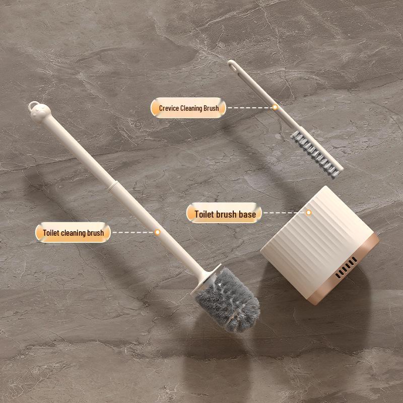 Luxury Wall-Mounted Quick-Dry Toilet Brush Set with Base for Cleaning Bathroom Corners