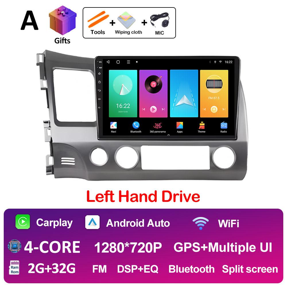 Android Auto Wireless Carplay For Honda Civic 8 2005 2006 2007 2008 - 2012 Car Multimedia Video Radio Player GPS Navigation WIFI