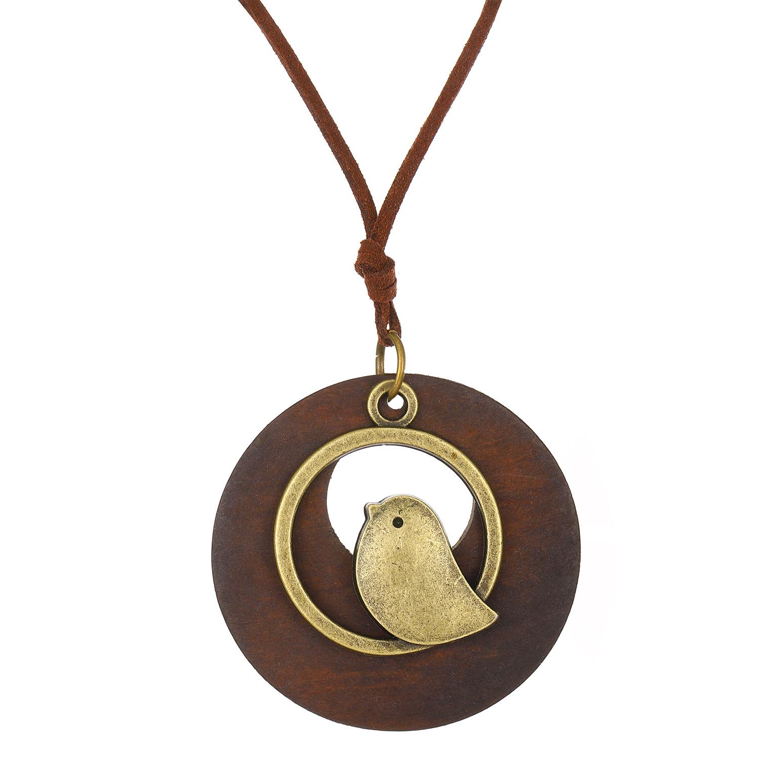 

Ретро мода тренд этнический стиль деревянная птица кулон ожерелье подвеска веревка длинная свитер цепь 1 pcs