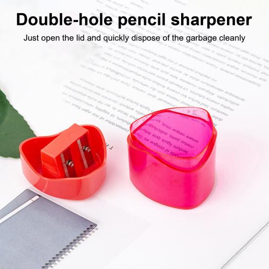 4Pcs Dual Hole Pencil Sharpeners for Kids Students Transparent Scratch Box Sharpener Portable Manual Sharpener for School Office Home