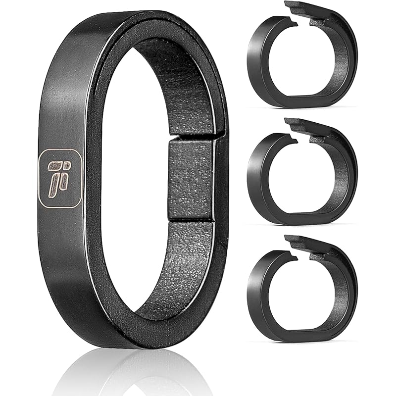

[TIMULTI]Titanium key ring key ring L size carabiner ring For connection mini hook quick release connector small size Keys (black *4 pieces)