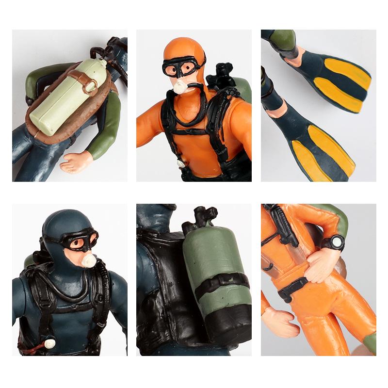 Deep Sea Exploration Diver Model Plastic Ornament for Fish Tank