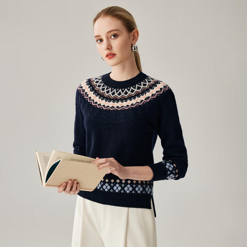 Women's Fair Isle Thick Cashmere Cable Knit Sweater