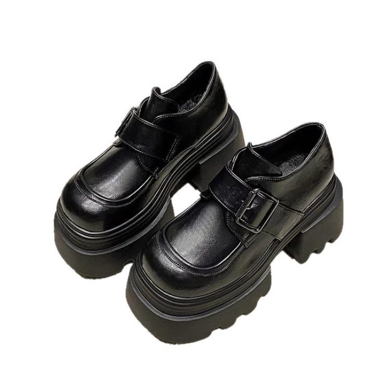 Coarse-leather Women's New Style Versatile Height-increasing Shoes