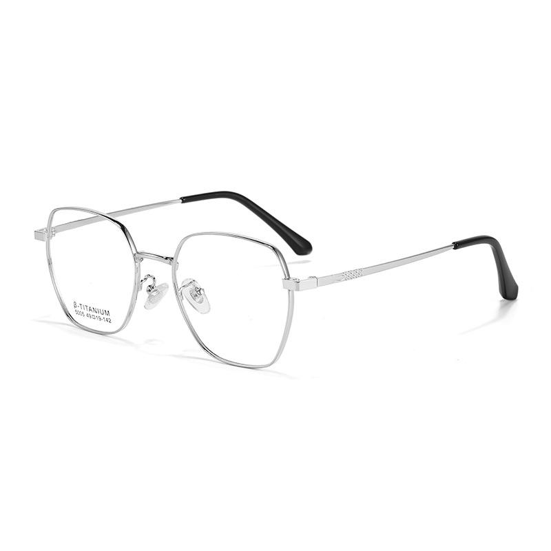 Ultra-Light Retro Polygonal Metal Eyeglass Frame for Myopia  Plano Lenses