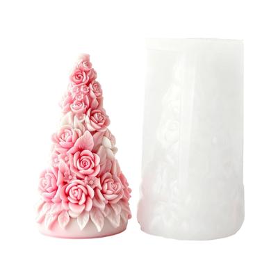 Rose Christmas Tree Silicone Candle Molds Baking Mould for Epoxy Resin Making Candle Soap Chocolate Home Decoration