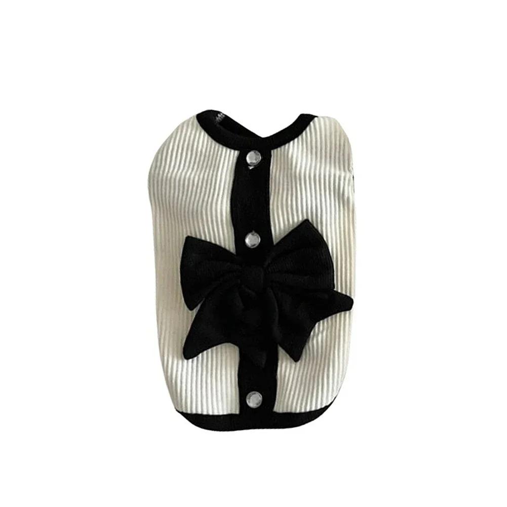 

Dog Dress for Small Dogs Luxury Summer Puppy Clothes Bow Lace Dog Skirt Black White Dog T Shirt Girls Dog Costume Chihuahua Vest XS чёрный