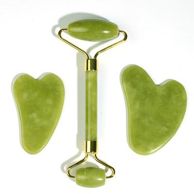 Set Rulou de Jad și Placă Gua Sha - Masaj Facial de Frumusețe din Piatră de Jad Xiu
