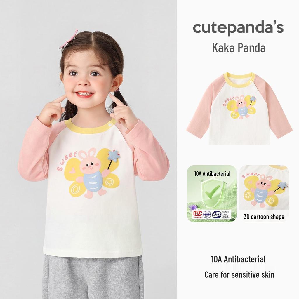 Kaka Panda Pojkar och Flickor Långärmad Vår T-shirt - Trendig Baby Casual Lager på Lager Topp