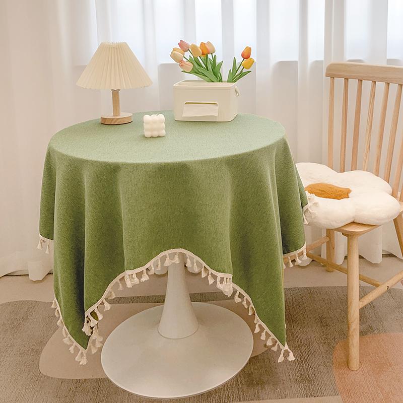 Beige Round Tablecloth Wrinkle Resistant Washable Polyester Table Cloth for Kitchen Dinning Tabletop Decoration, Rustic Outdoor