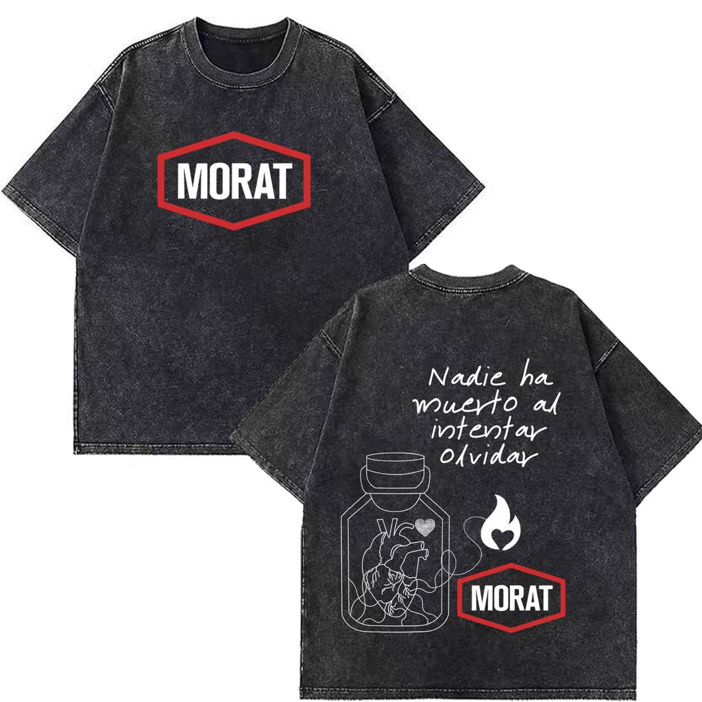 Band Rock Music Morat Tour 2026 Print Vintage Washed T-shirts Men Women Hip Hop T Shirt Loose Cotton Fashion Clothing T-shirts