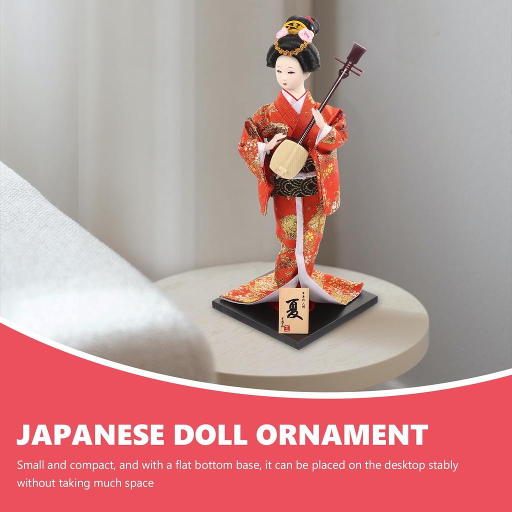 TOYMYTOY Japanese Traditional Geisha Kimono Decorated Flat Base Stable Ideal for Home Perfect As a Japanese Souvenir or Gift 12.60-inch Doll, Doll,