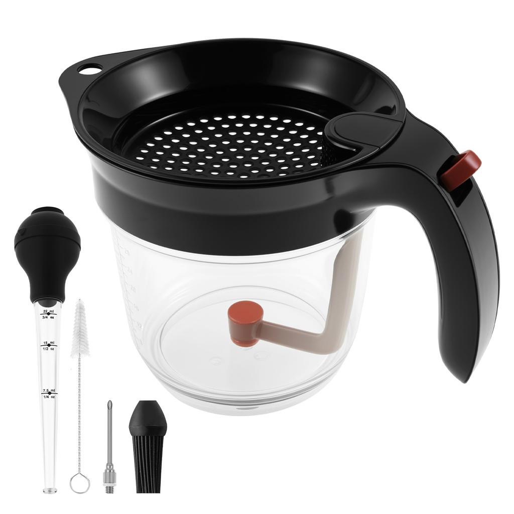 Fat Separator with Bottom Release Efficient Oil Separator Heat-resistant 33.81 Oz Gravy Separators for Cooking Kitchen Gadgets