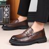 Leather Shoes Men's 2025 Autumn Business Casual Shoes Trendy Men's Shoes One-pedal Hand-scratched Loafers