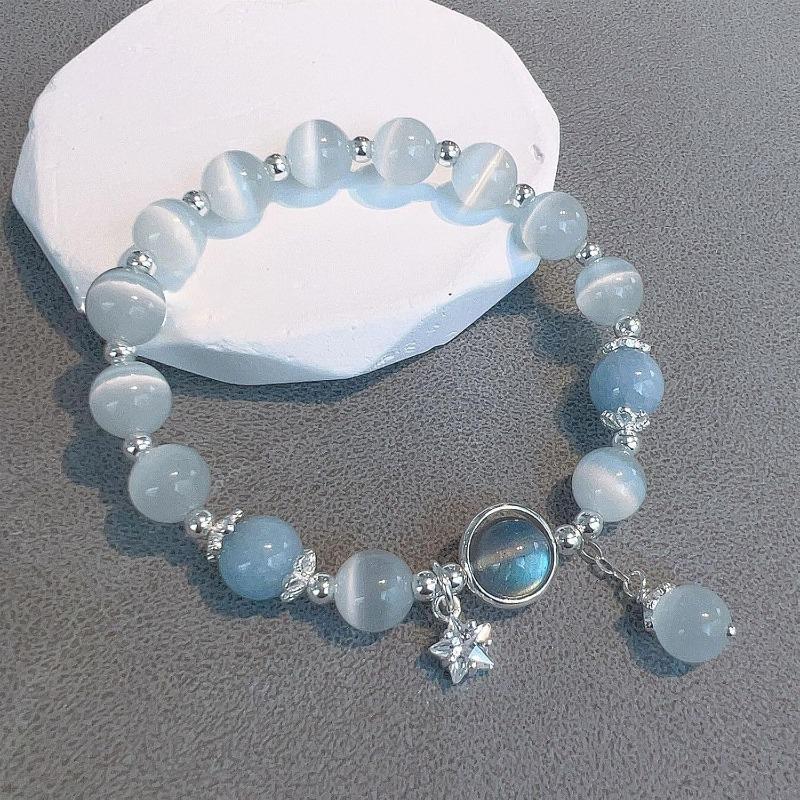 Ladies' Crystal Bracelet, Cat's Eye Stone Bracelet, Gray Moonstone, Labrador Butterfly Charm Bracelet, Jewelry