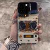 Retro Record Player Electroplate Silver IMD Phone Case For iPhone 16 Pro Max 15 14 13 12 11 Pro 16E 7 8 Plus X XS XR SE Cover