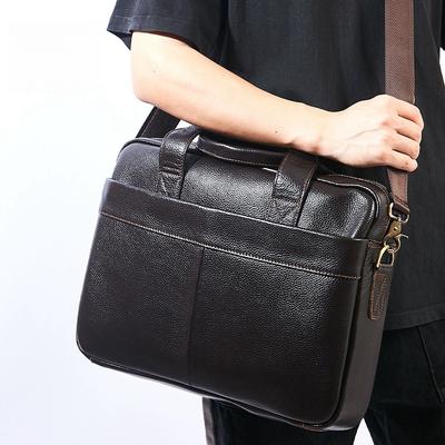 Echtes Leder Herren Umhängetasche Erste Schicht Rindsleder Weiches Rindsleder Casual Business Aktentasche 15,6 Computer Tasche