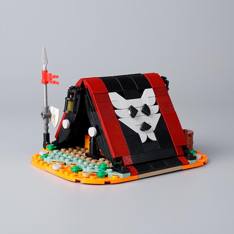 Medieval City MOC Building Blocks Soldier Figures Guard Tower Watchtower Hanging Cage Shield Weapon Accessory Bricks Kids Toys
