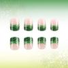24 Pcs Glossy Stick on Nail Saint Patricks Day False Nail French Tip Press On Nail Shamrocks Artificial Nail