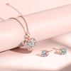 Heart Necklace for 5A Necklace and Earrings Rose Silver Metal Popular Jewelry [Free bird] Women, Zirconia, Set, Gold, Heart, 925, Allergy, Birthday,