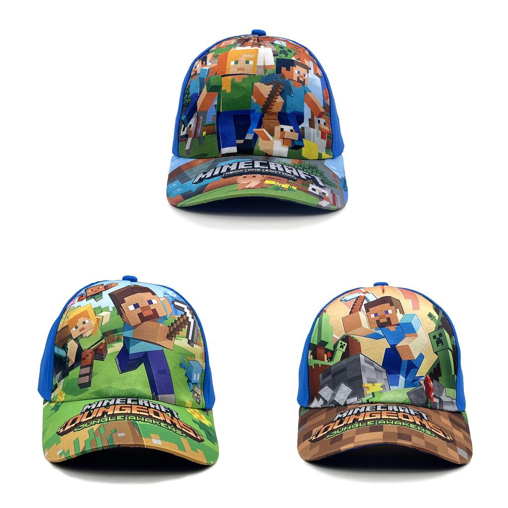 Minecraft Kids Pattern Sun Protection Cap With Round Top For Summer Casual