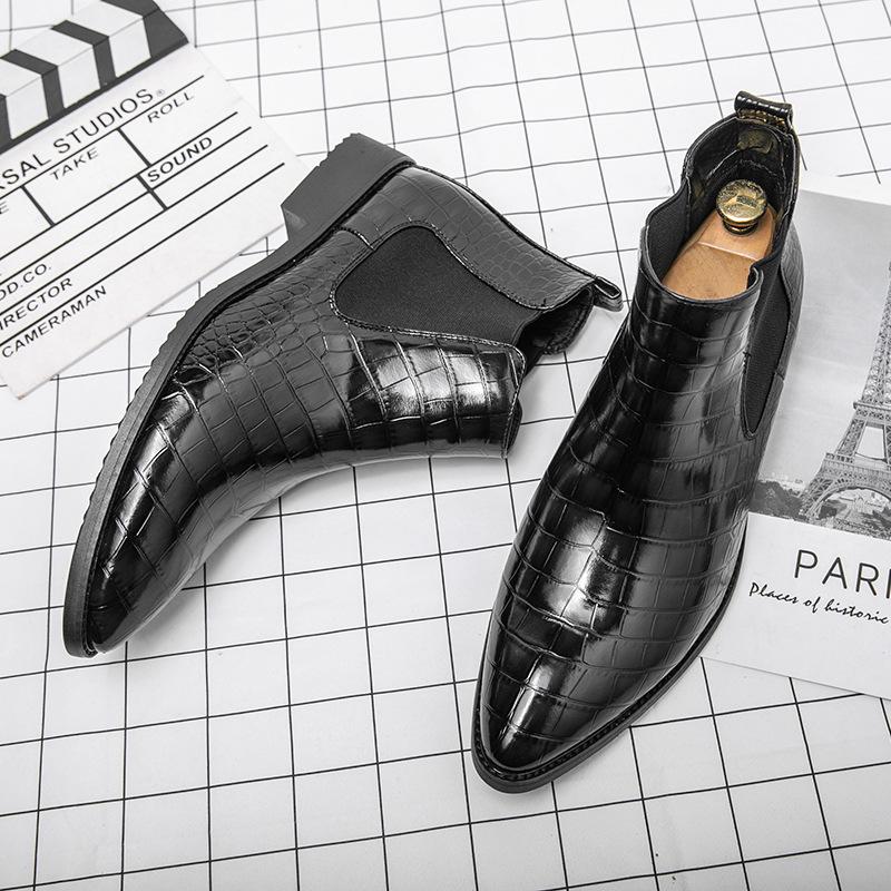 Men s Korean Style Pointed Toe High Top Leather Boots with Zipper - Autumn/Winter Collection 38