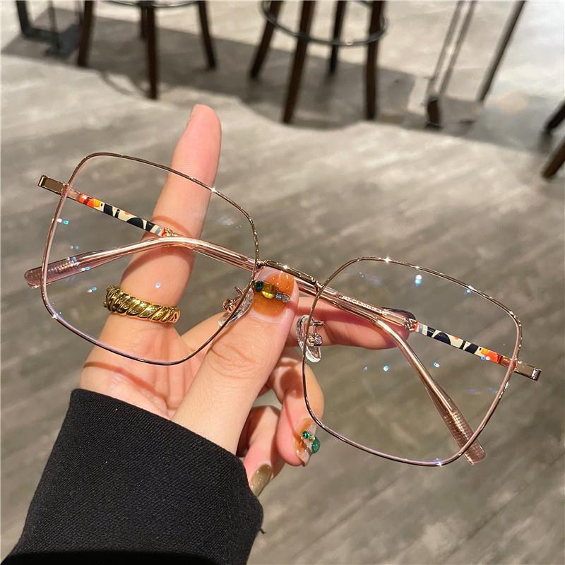 Big Frame Anti-blue Light Glasses Men Women Fashion Oversized Clear Lens Eyeglasses Vision Care Metal Square Reading Glasses
