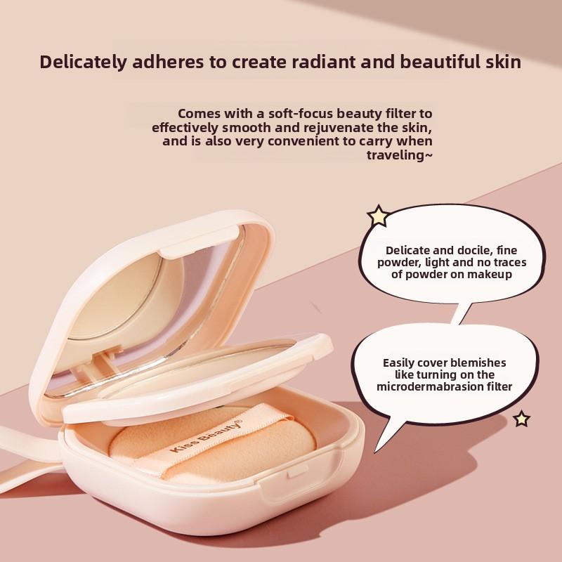 Kiss beauty milk tea powder, waterproof and long-lasting grooming, concealer, sweat-proof matte loose powder, setting powder