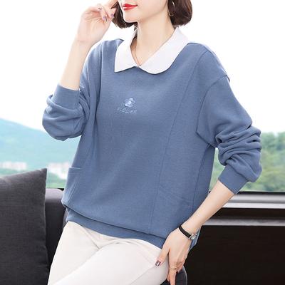 Autumn and Winter New Velvet Warm Loose Korean Version Thin Lapel Sweater Women's Foreign Style Mother Pullover Top