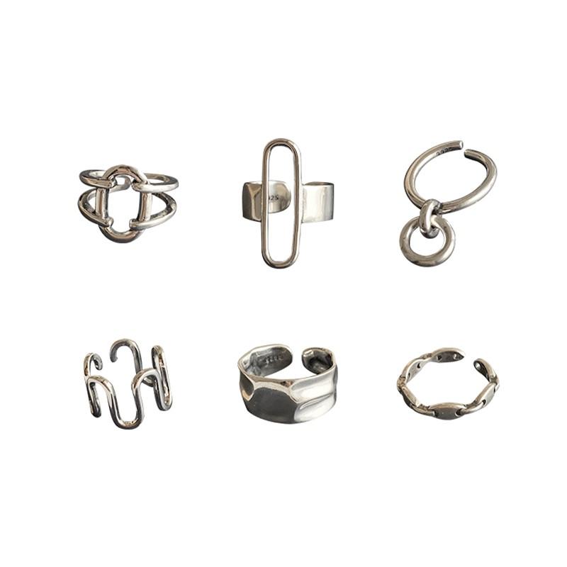 Design Geometric Stunning Silver Ring For Women Adjustable 925 Sterling Silver Jewelry