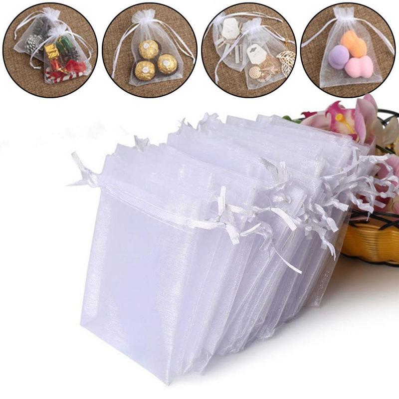 100Pcs/lot 9x12CM Organza Bags Jewelry Bag Wedding Party Decoration Drawable Bags Gift Pouches Jewelry Packaging