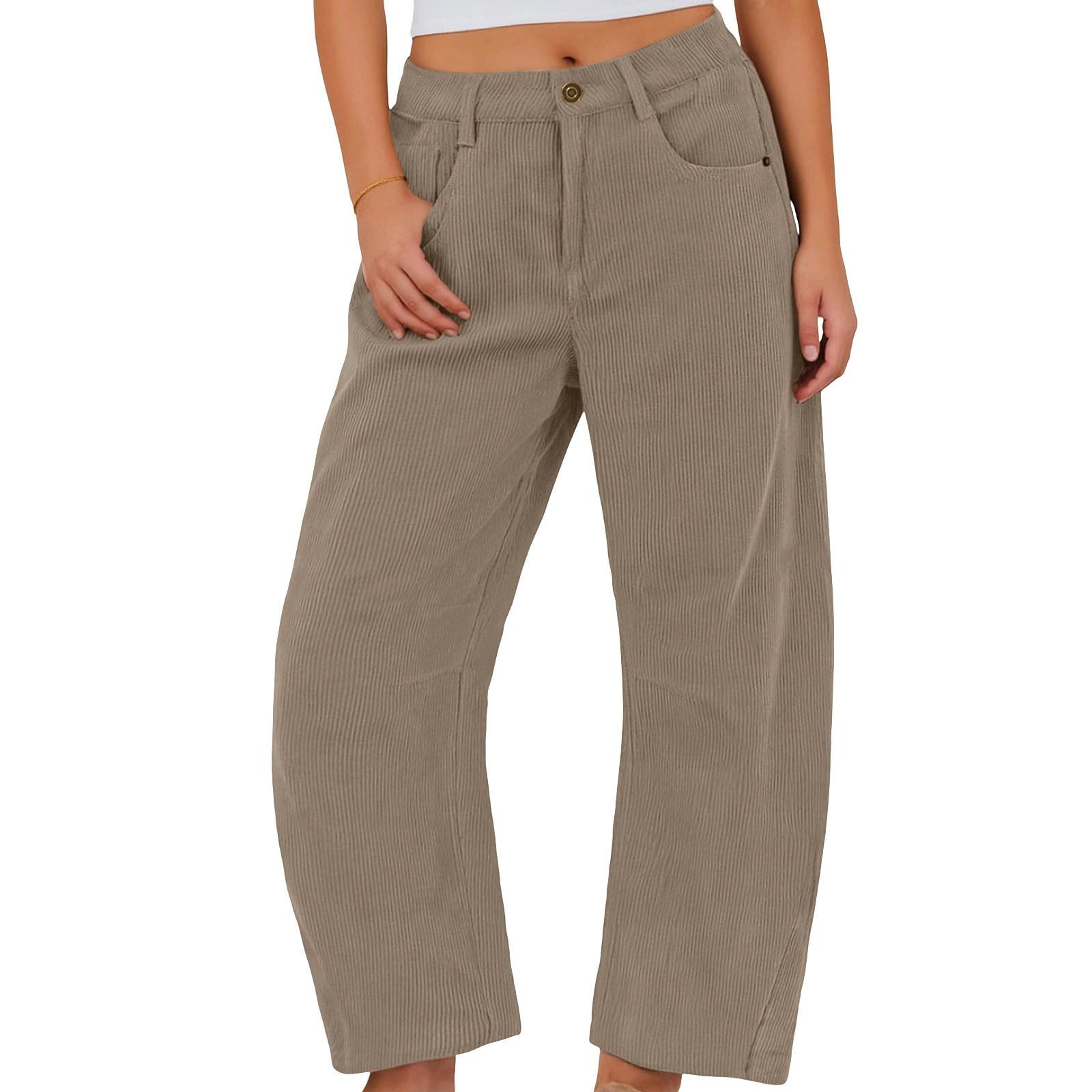 

Women s Casual Fashion Comfortable High Waist Loose Straight Leg Pants M хаки