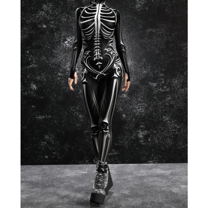 

Хэллоуин Комбинезон Скелета Детский Взрослый Косплей Привидения Панк Боди Унисекс Зомби Вечеринка Зентай Костюм Фестиваль Сексуальный Велосипедный Комбинезон Aldult M