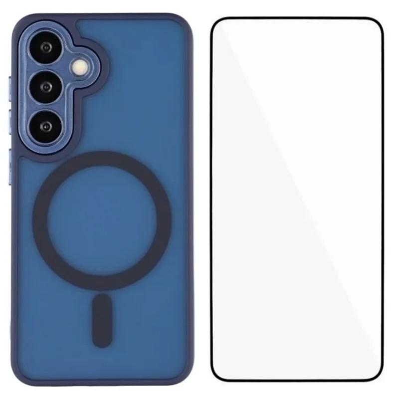 Für Samsung Galaxy S25 FE Hülle Kompatibel mit MagSafe WANLONFENG QB Serie PC TPU Handyhülle mit Displayschutzfolie