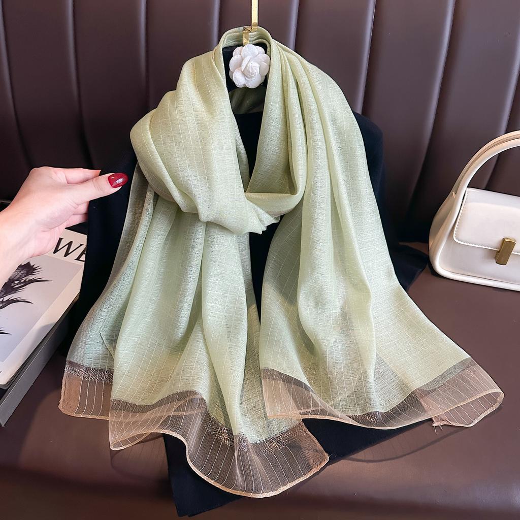 Silk Wool Banquet High-grade Gold Silver Craft Scarf Shawl Women's Long Autumn and Winter with Shiny Headscarf